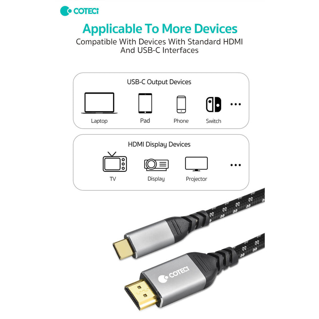 COTECi USB-C to HDMI Converter Cable 4K 3M - 87411 - Hugmie