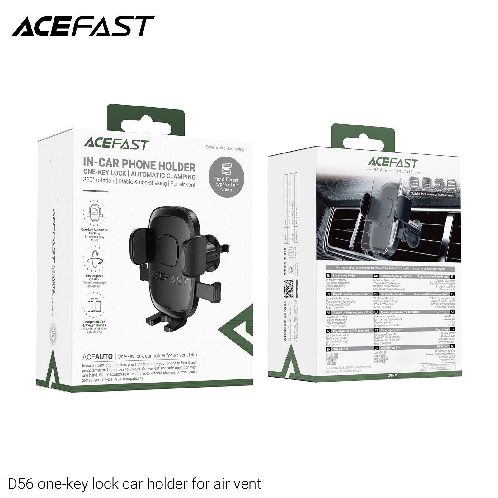ACEFAST D56 One-Key Lock Car Holder for Air Vent