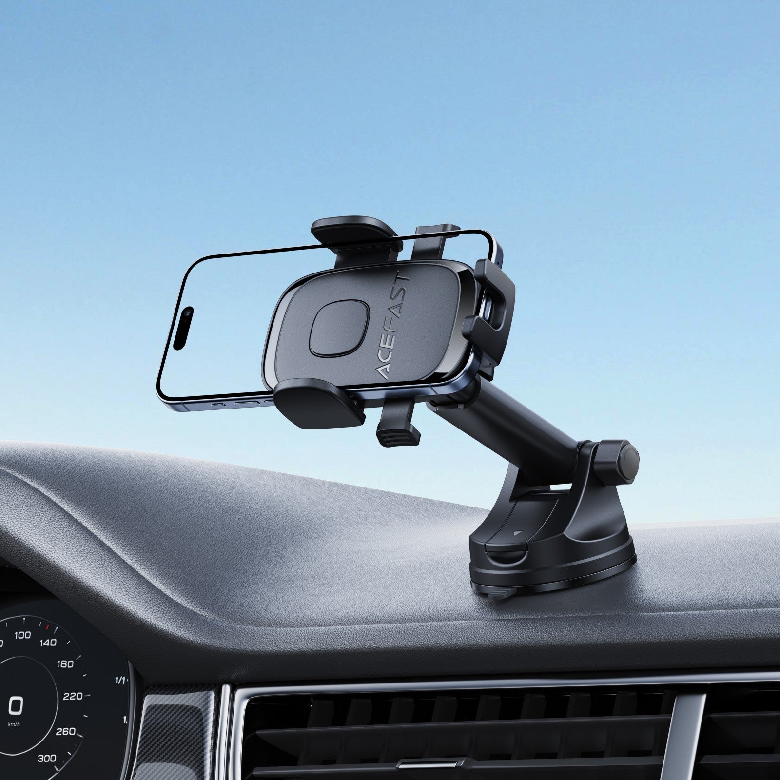 ACEFAST D57 One-key Lock Car Phone Holder for Dashboard Black