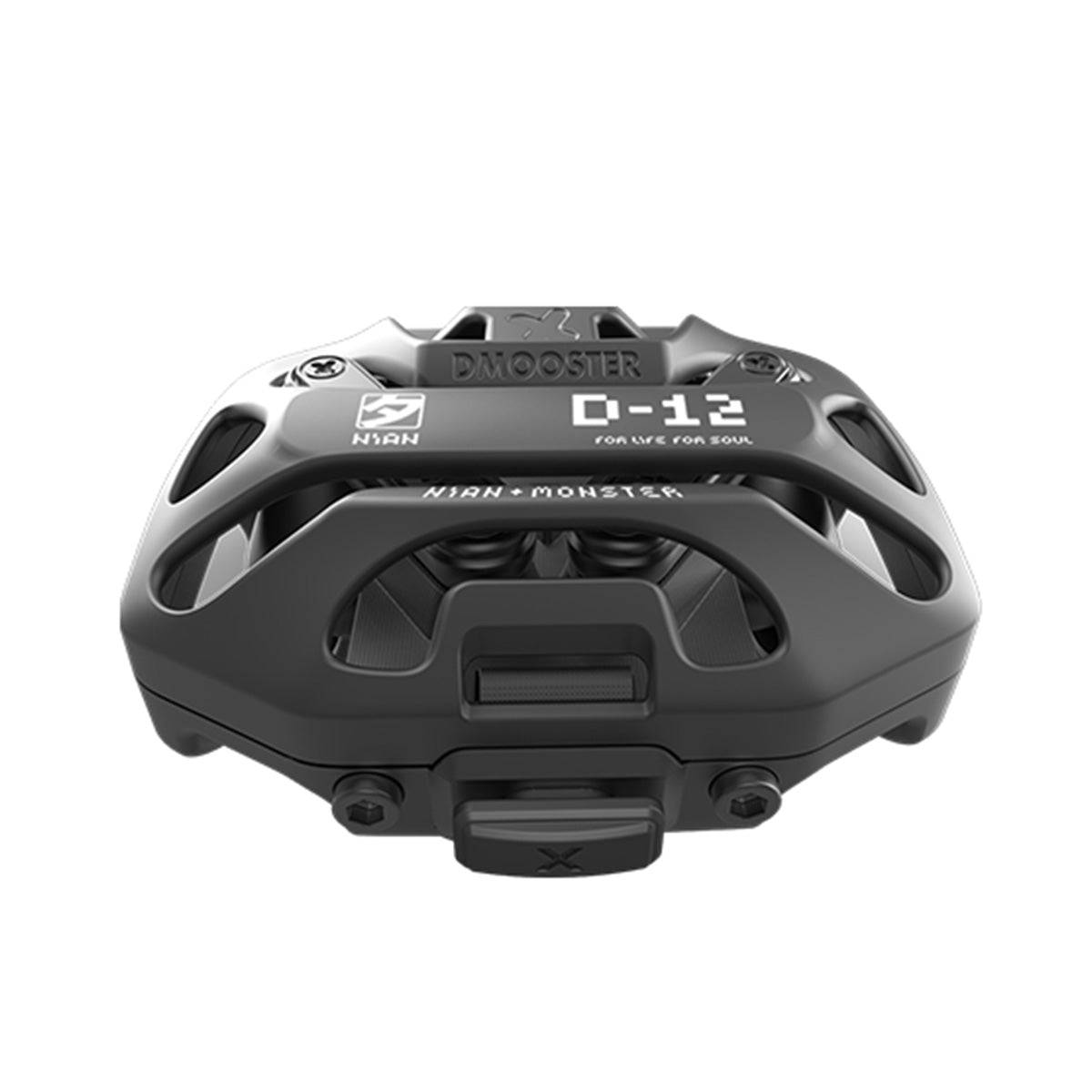 DMOOSTER D12 Bluetooth Wireless Earbuds in black with a rugged, futuristic charging case. Designed for high-quality audio and gaming performance.