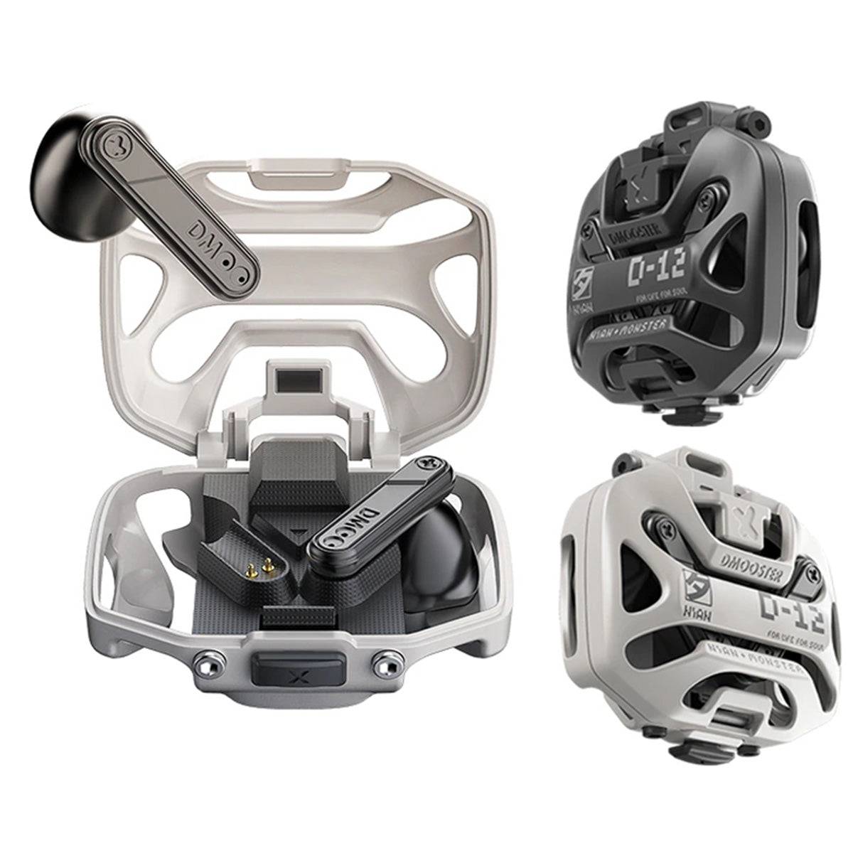 DMOOSTER D12 Bluetooth Wireless Earbuds with an open charging case, showcasing the earbuds and their compact, durable design for immersive sound.