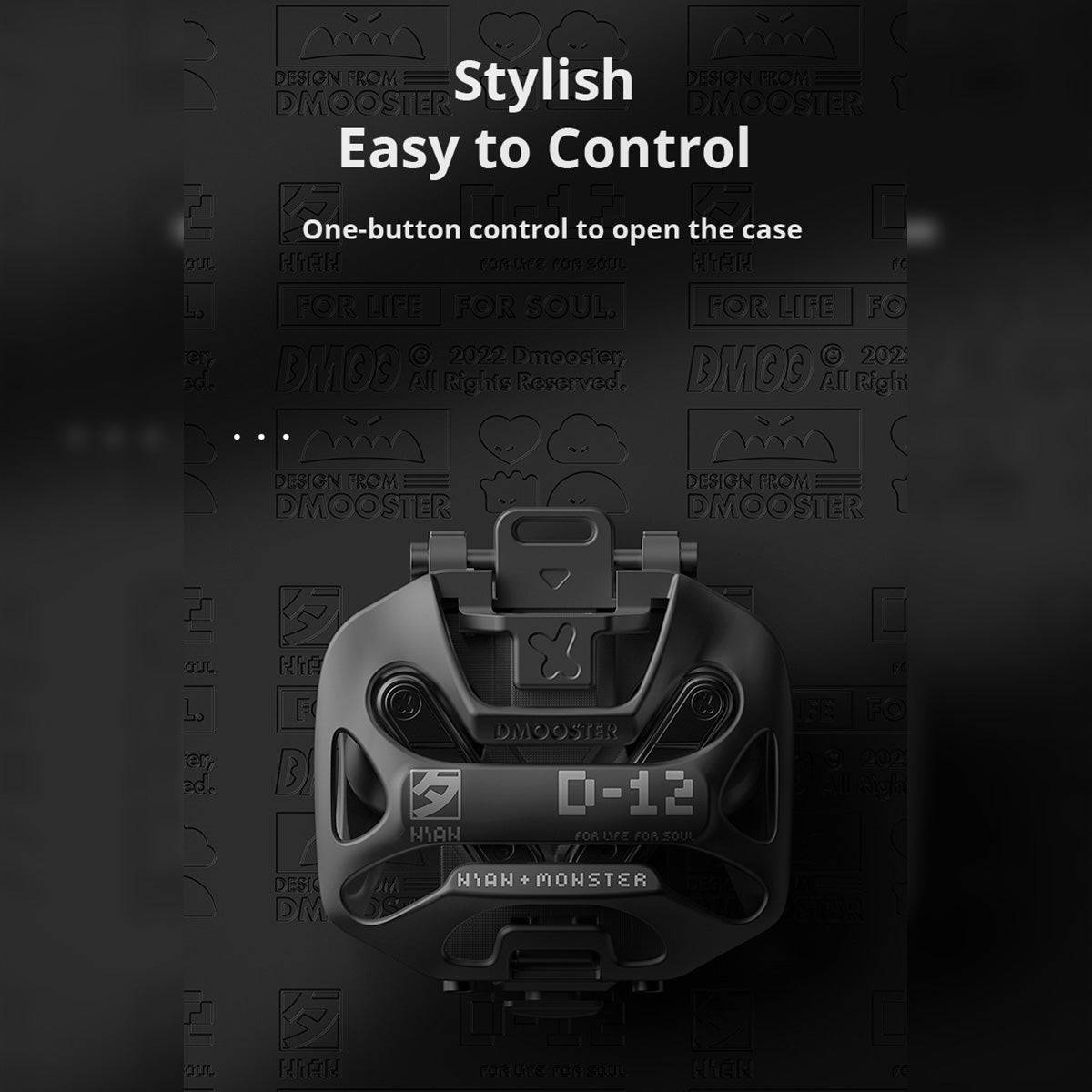 DMOOSTER D12 Bluetooth Wireless Earbuds with a one-button control charging case, offering easy access and a sleek, modern aesthetic.