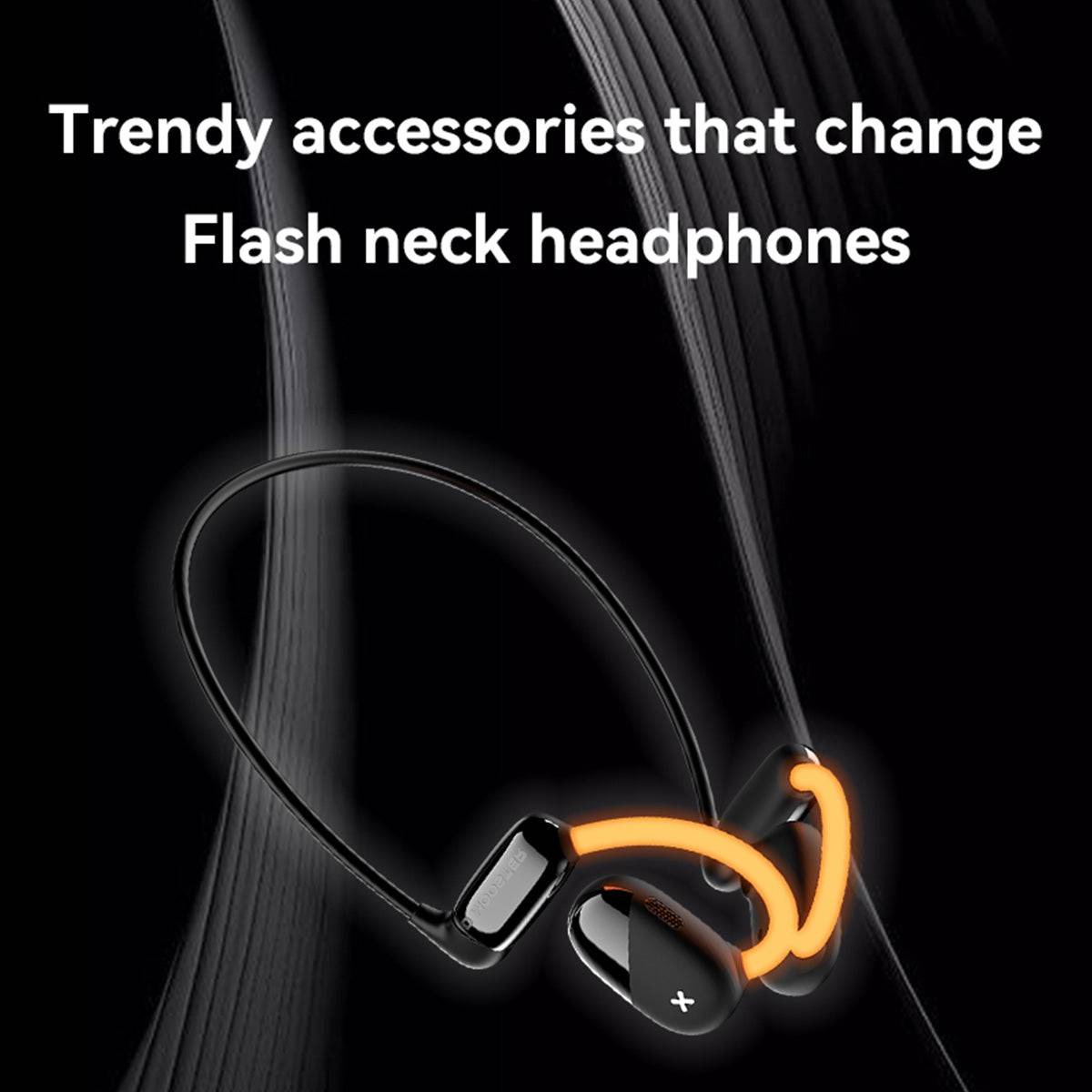 DMOOSTER D72 Open Ear ANC Bluetooth Wireless Earbuds with trendy accessories, transforming into stylish neck headphones for versatile use.