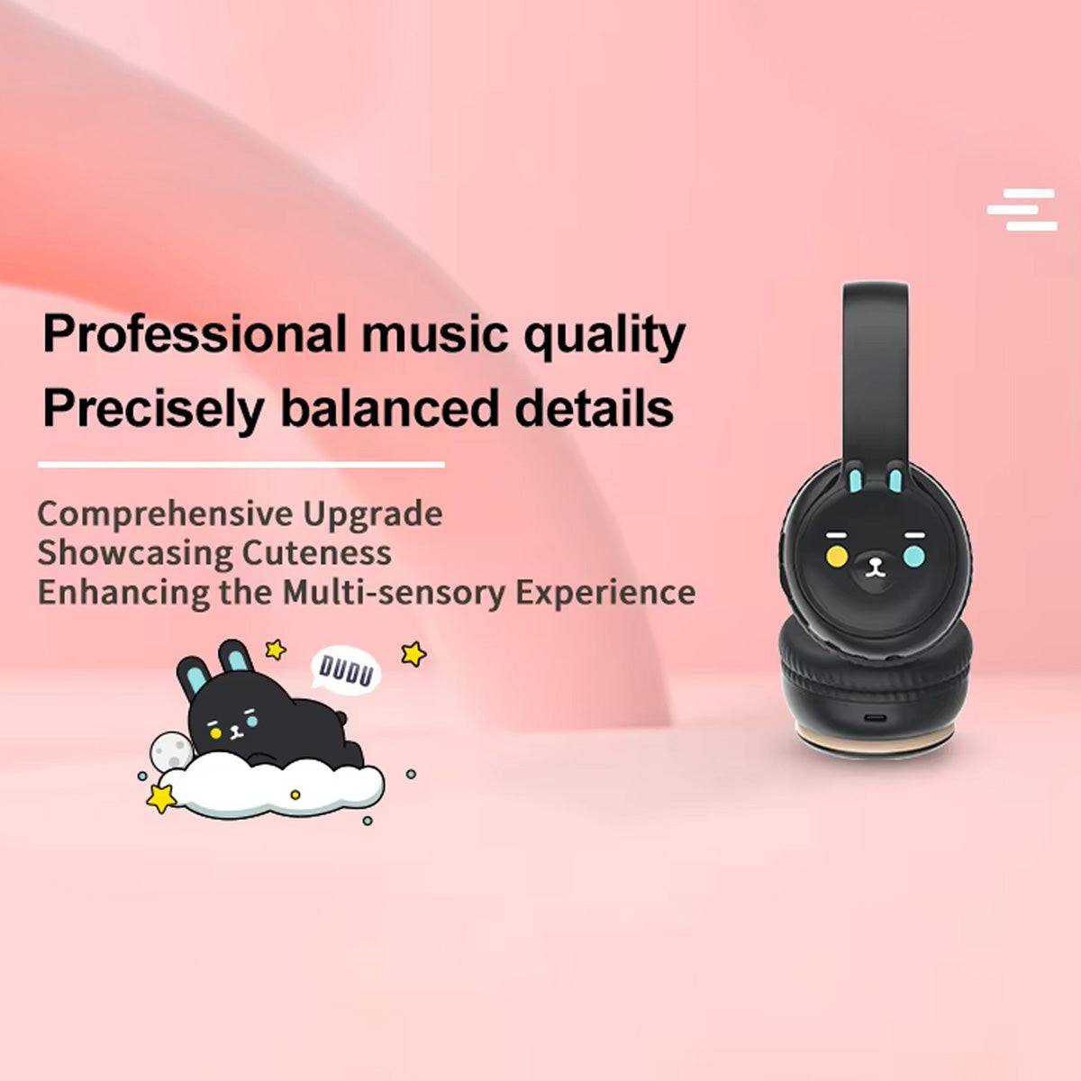 DOQAUS DU1 Bluetooth Kids Headphones delivering professional music quality with balanced details, enhancing the multi-sensory experience.