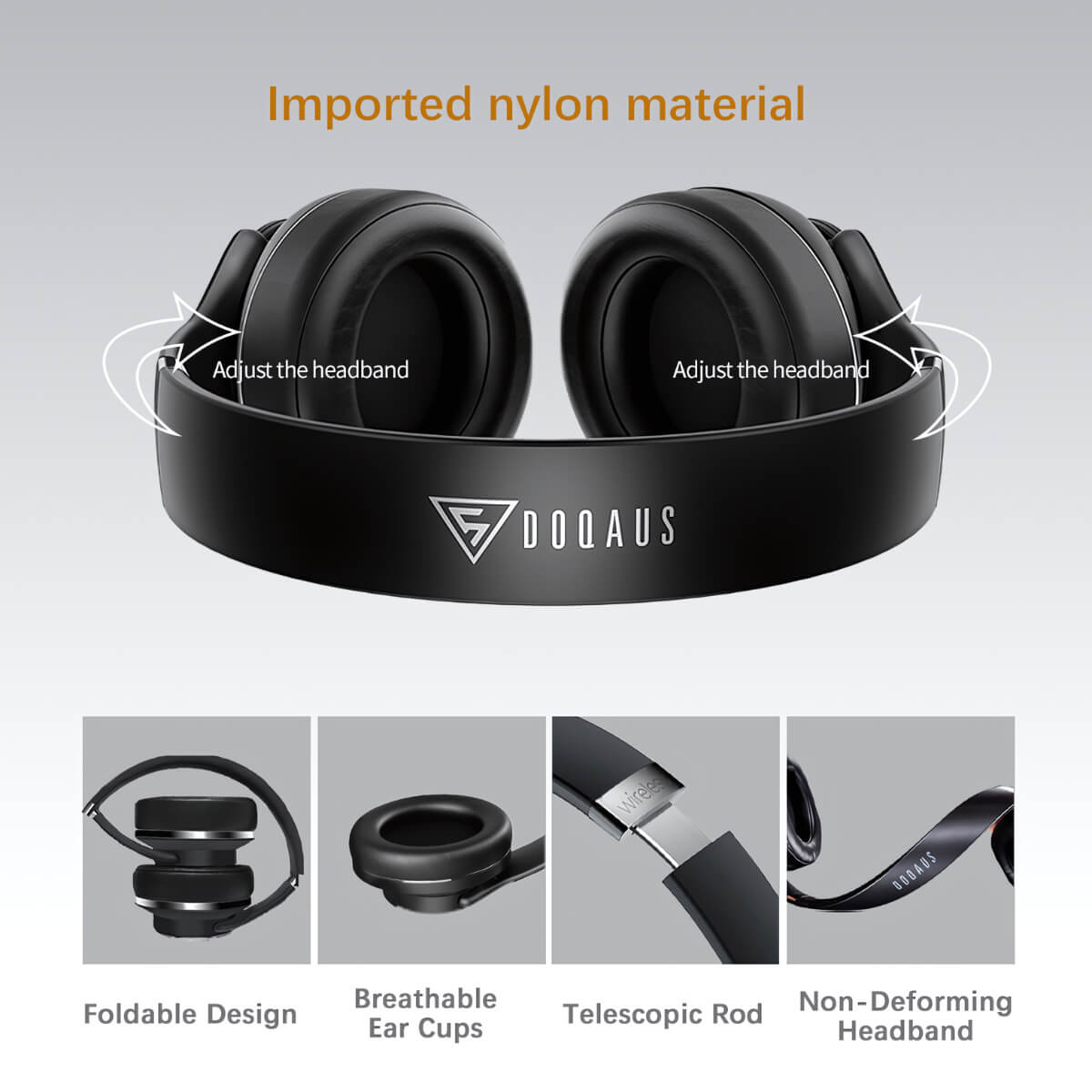 DOQAUS VOGUE 9 Bluetooth Headphones Black - Hugmie