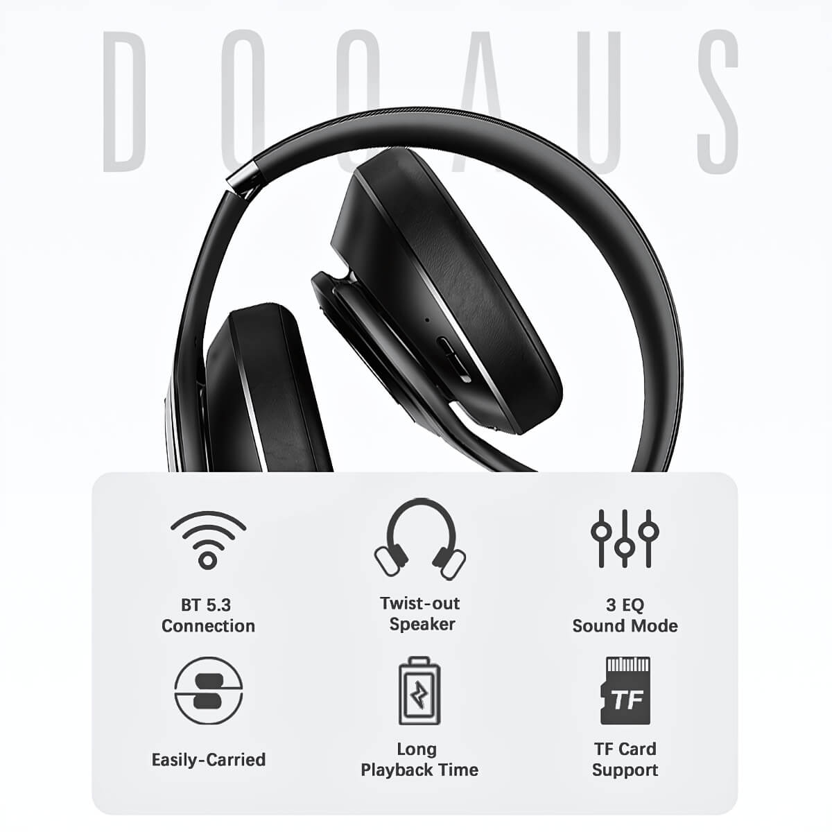 DOQAUS VOGUE 9 Bluetooth Headphones Black - Hugmie