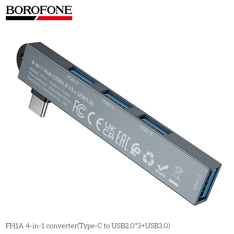 BOROFONE FH1A 4-in-1 USB Converter((Type-C to USB2.0*3+USB3.0)