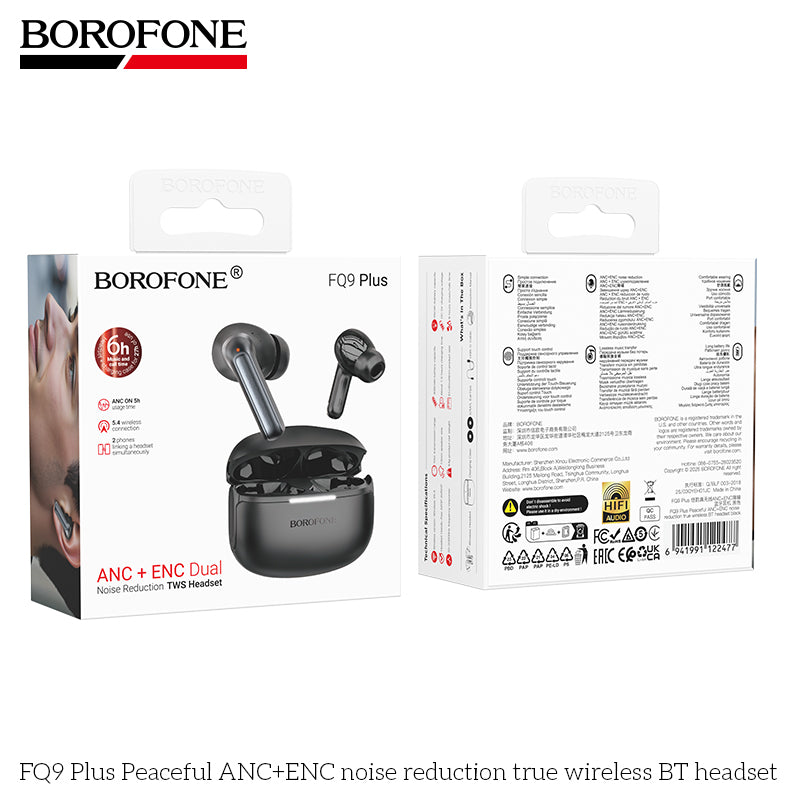 BOROFONE FQ9 Plus Peaceful ANC+ENC Noise Reduction True Wireless Headset