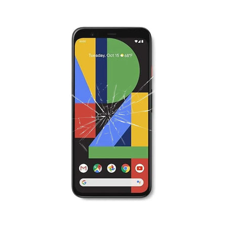 Google Pixel 4 XL with a cracked screen, available for fast and reliable repair at Hugmie. Get Grade A parts, 1-hour service, and a 3-month warranty.