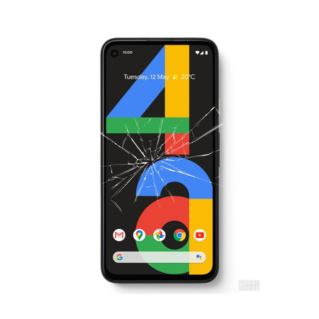 Google Pixel 4A with cracked screen in need of repair. Order premium screen replacement service online with fast 1-hour repair and 3-month warranty.