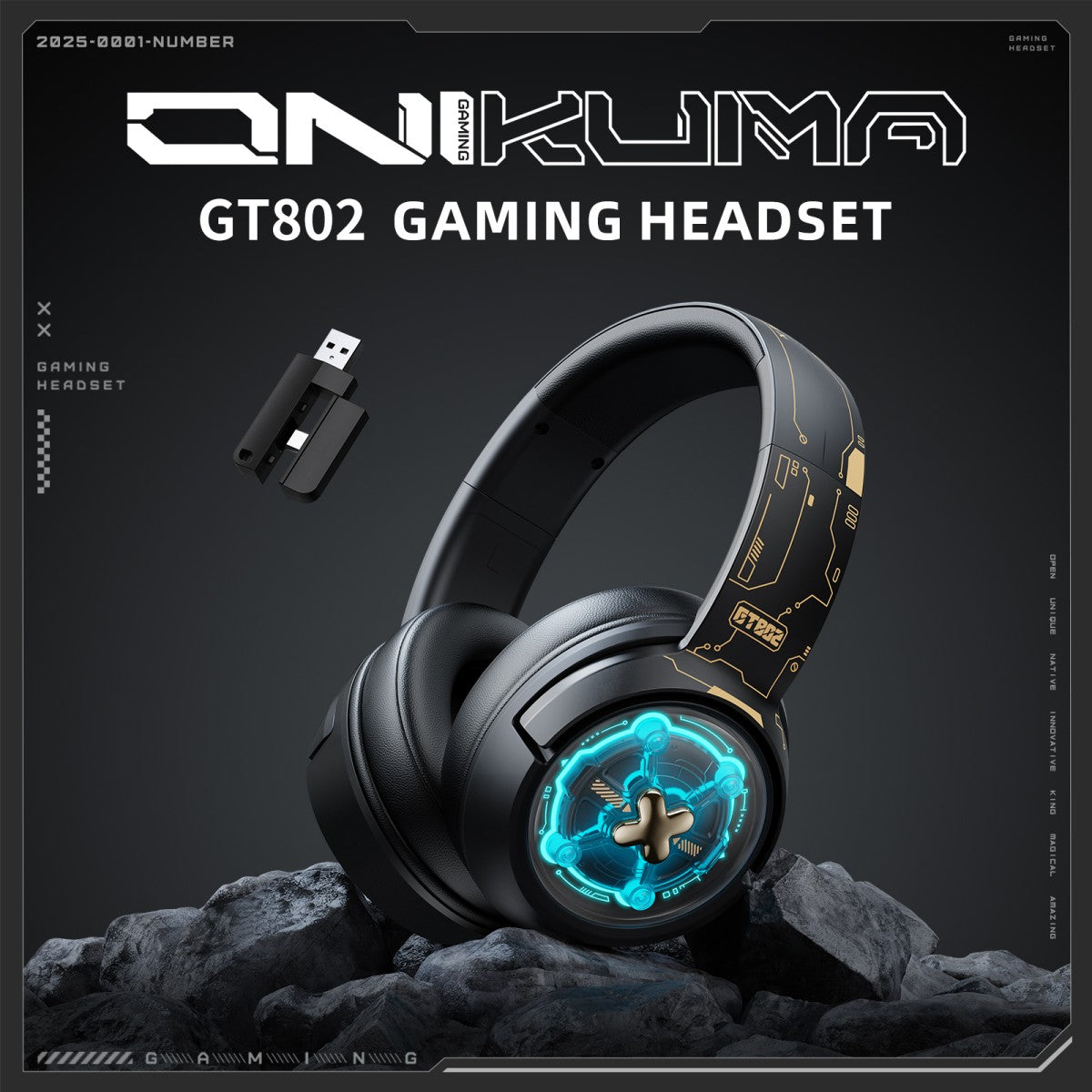 ONIKUMA GT802 Tri-Mode RGB Gaming Headset – 2.4GHz/Bluetooth/Wired