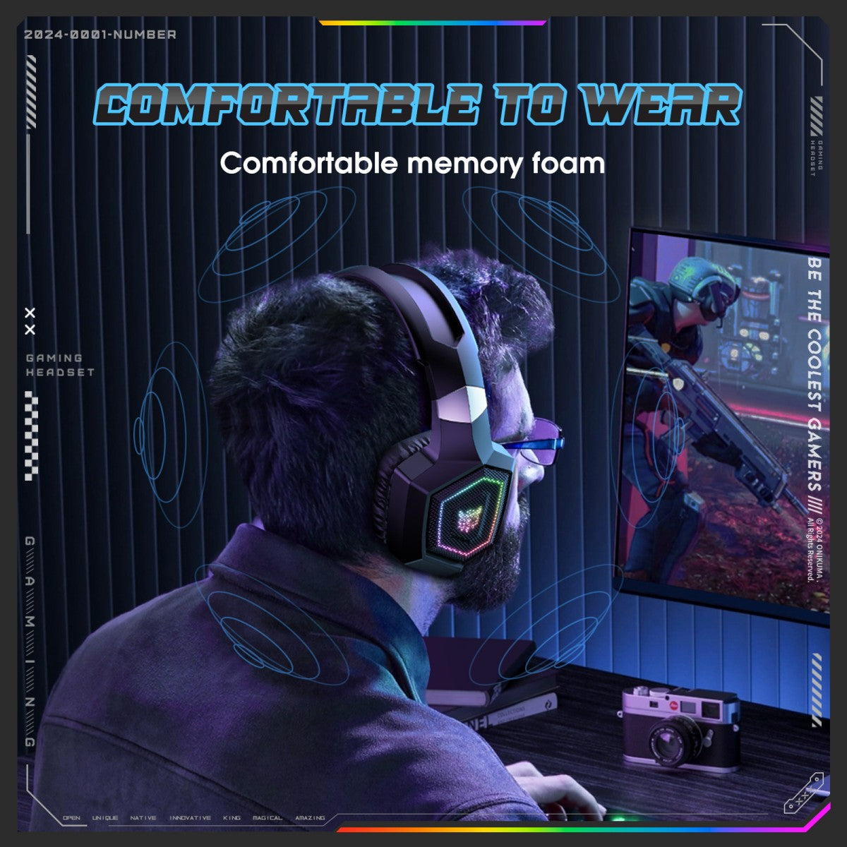 ONIKUMA GT806 Tri-Mode Gaming Headset – 2.4GHz/Bluetooth/Wired