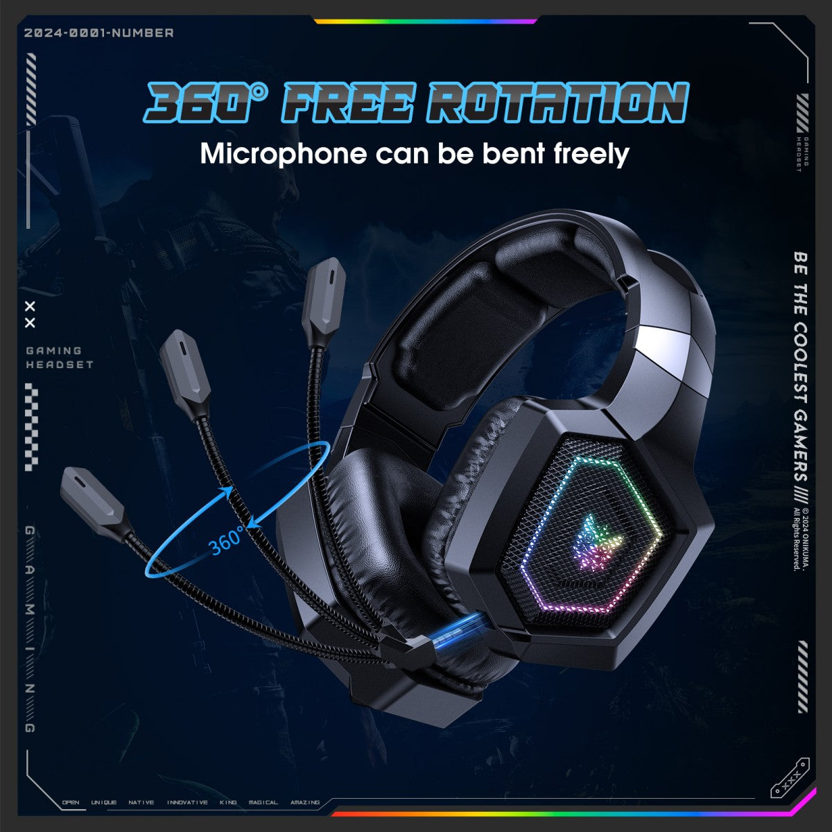 ONIKUMA GT806 Tri-Mode Gaming Headset – 2.4GHz/Bluetooth/Wired