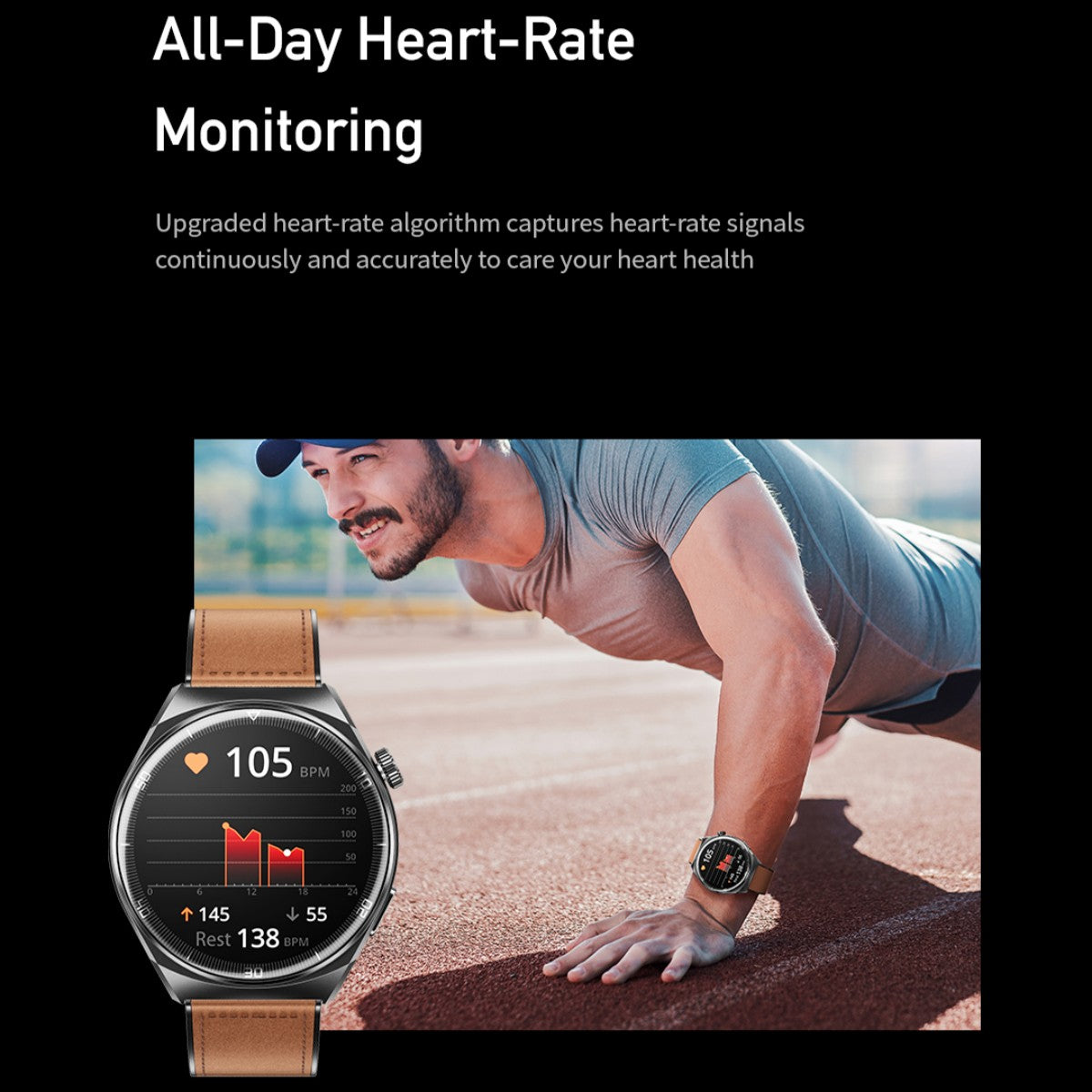 AWEI H27 Smart Watch monitoring heart rate during exercise, highlighting real-time heart-rate tracking for fitness enthusiasts.