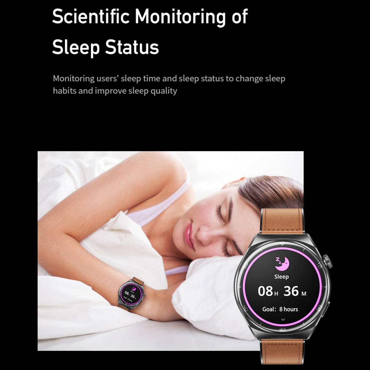 AWEI H27 Smart Watch tracking sleep duration and quality, featuring a sleep monitoring interface for improved rest habits.