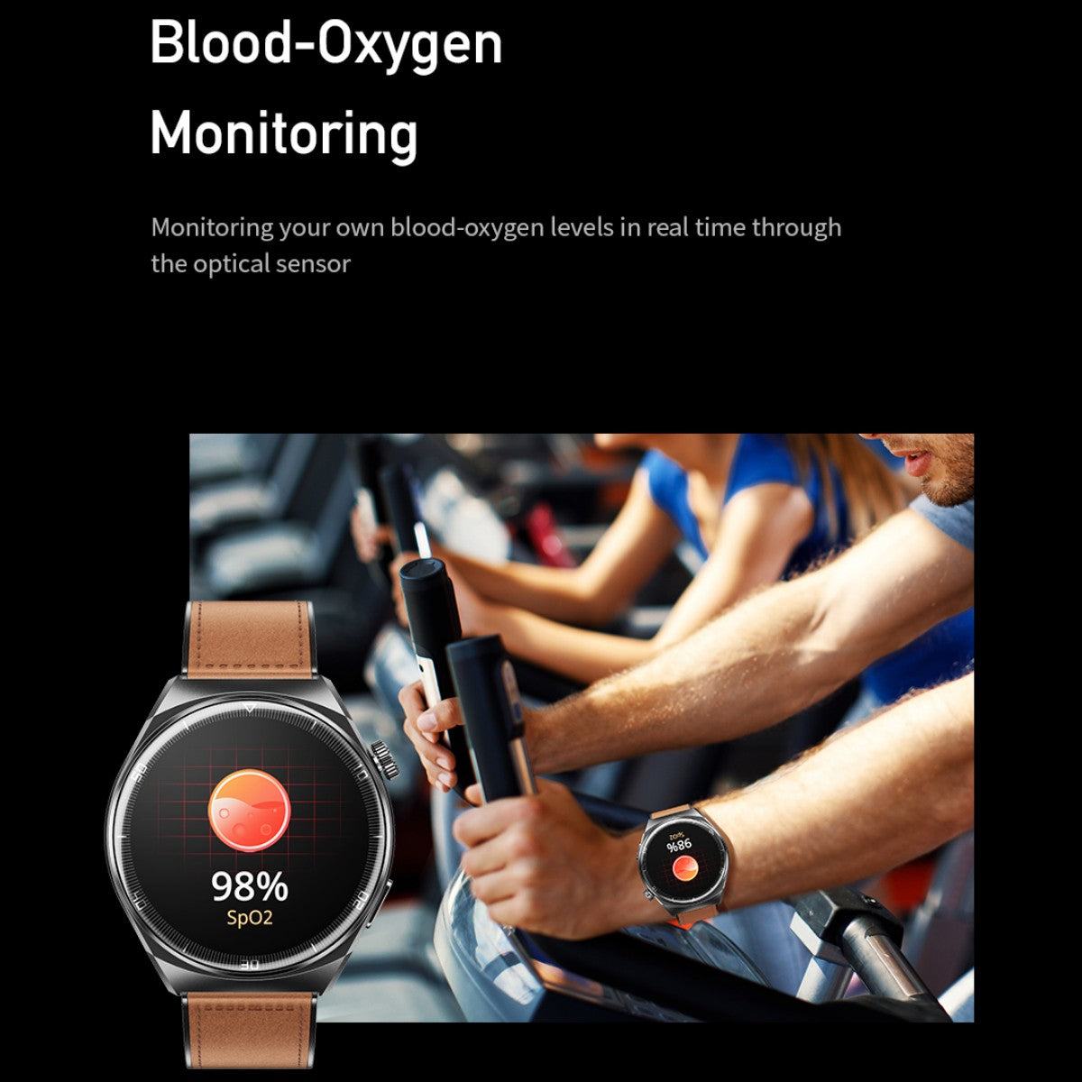 AWEI H27 Smart Watch measuring blood oxygen levels in real time, ideal for health monitoring during workouts.