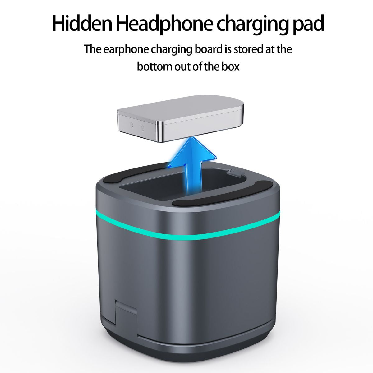 H32 MagSafe 3 in 1 Wireless Charger with hidden headphone charging pad. Convenient storage and charging solution for wireless earbuds.
