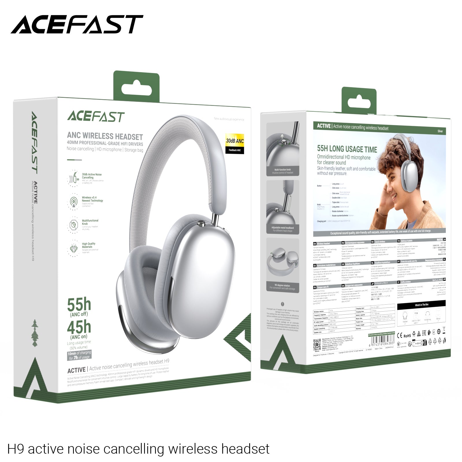 ACEFAST H9 Active Noise Cancelling Wireless Headset
