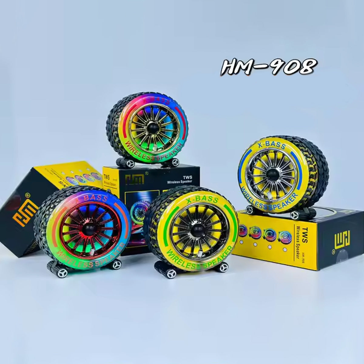 HM-908 RGB Big Wheel Wireless Portable Bluetooth Speaker - Hugmie