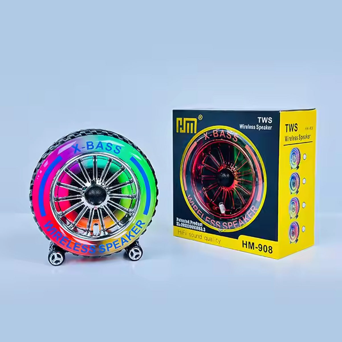 HM-908 RGB Big Wheel Wireless Portable Bluetooth Speaker - Hugmie