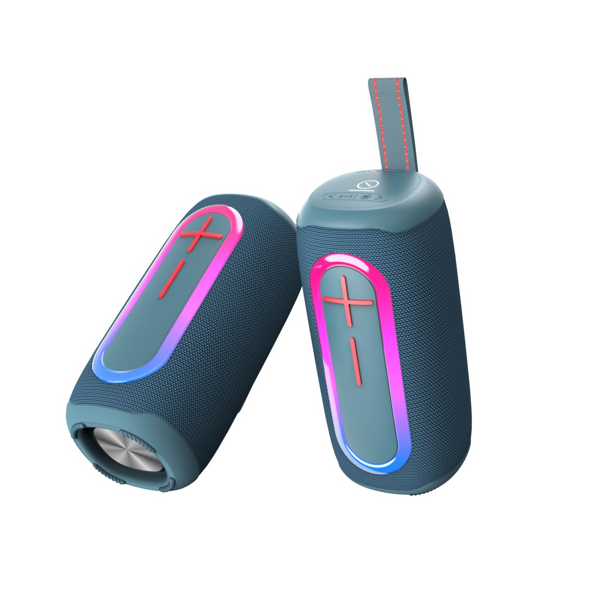 Hopestar P60 Wireless Bluetooth Speaker in blue with LED lighting and a rugged design for outdoor adventures.