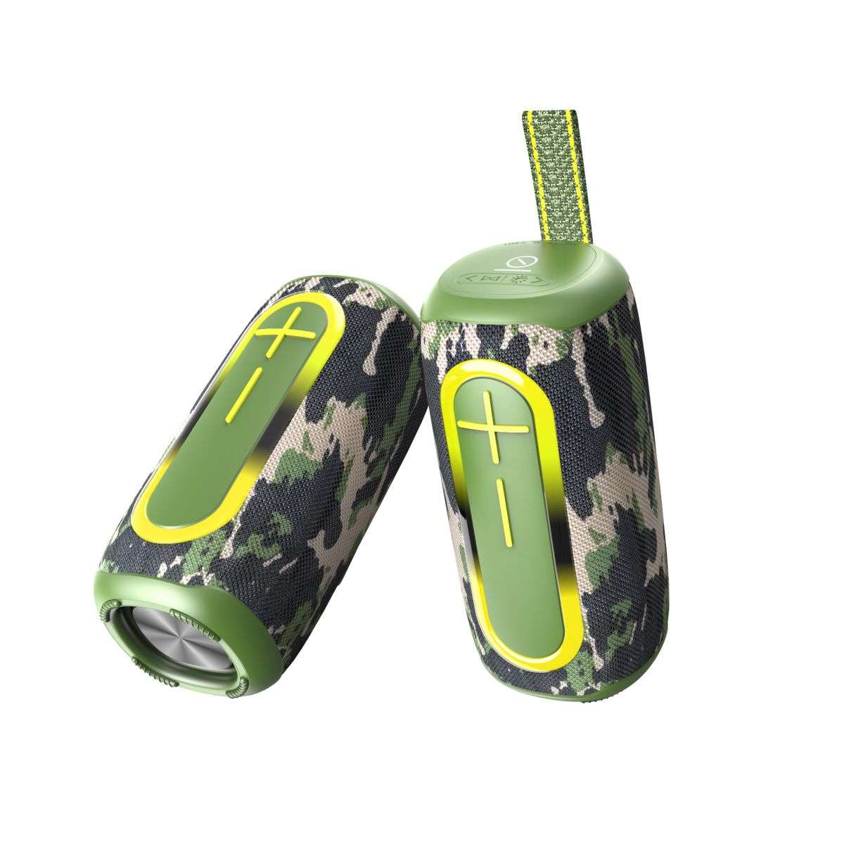 Hopestar P60 Outdoor Bluetooth Speaker in camouflage design with yellow accents, built for rugged environments.
