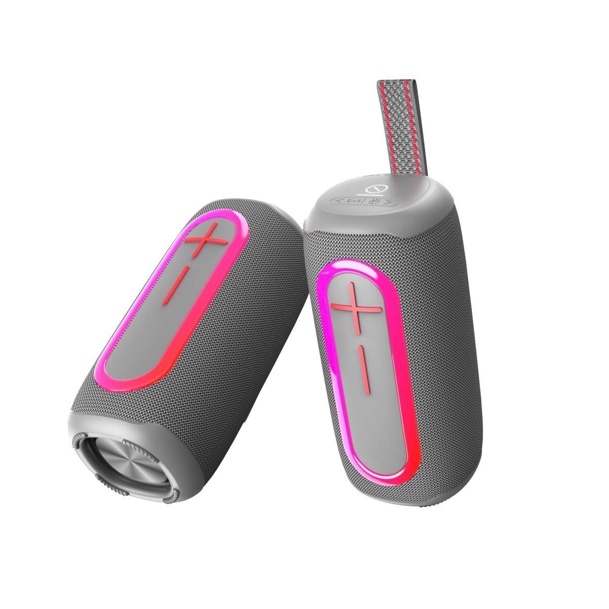 Hopestar P60 Outdoor Bluetooth Speaker in gray with vibrant RGB lighting and durable fabric design.