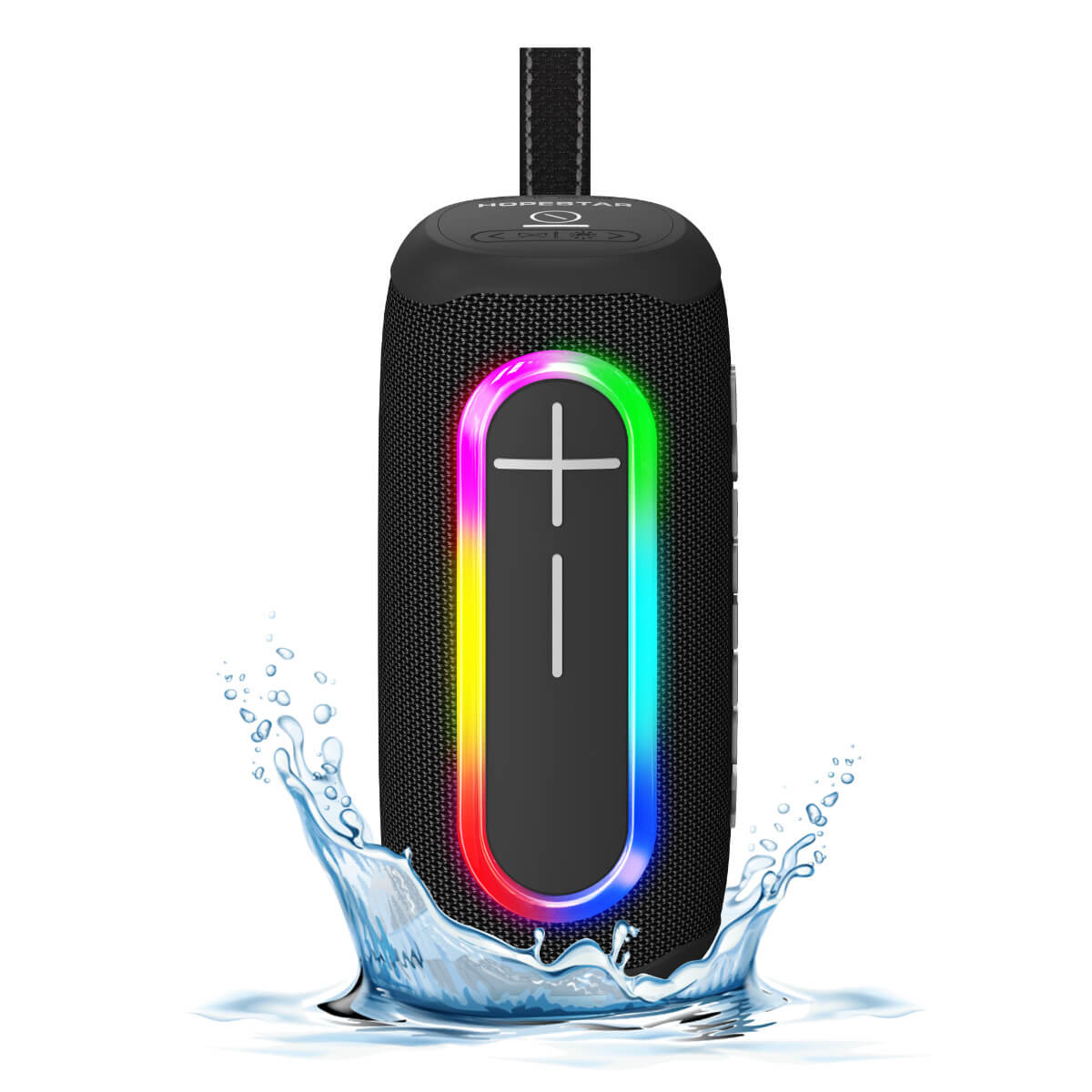 Hopestar P60 Outdoor Bluetooth Speaker with waterproof design and RGB lighting, splashing water-resistant for outdoor use.