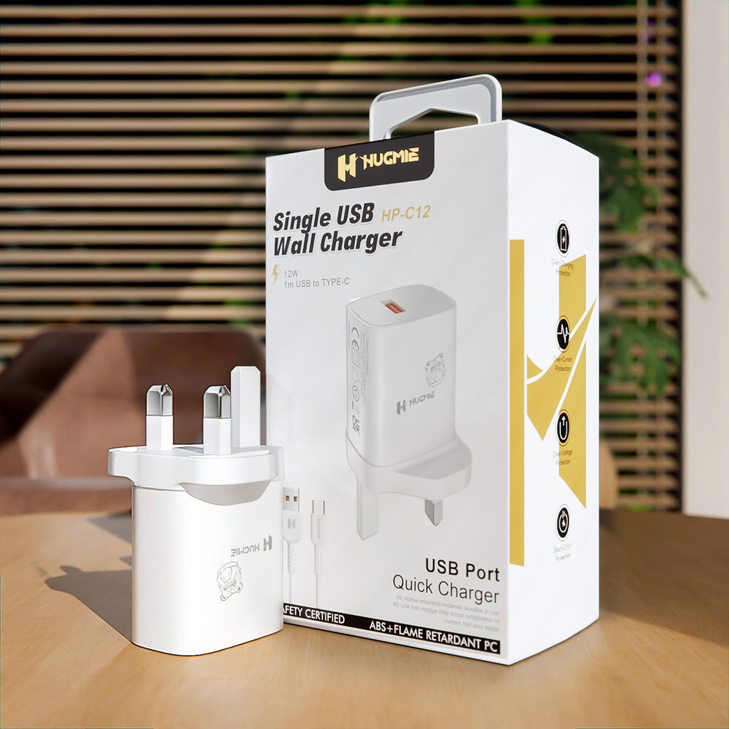 Hugmie® HP-C12 USB Wall Charger with 1M Type-C Cable