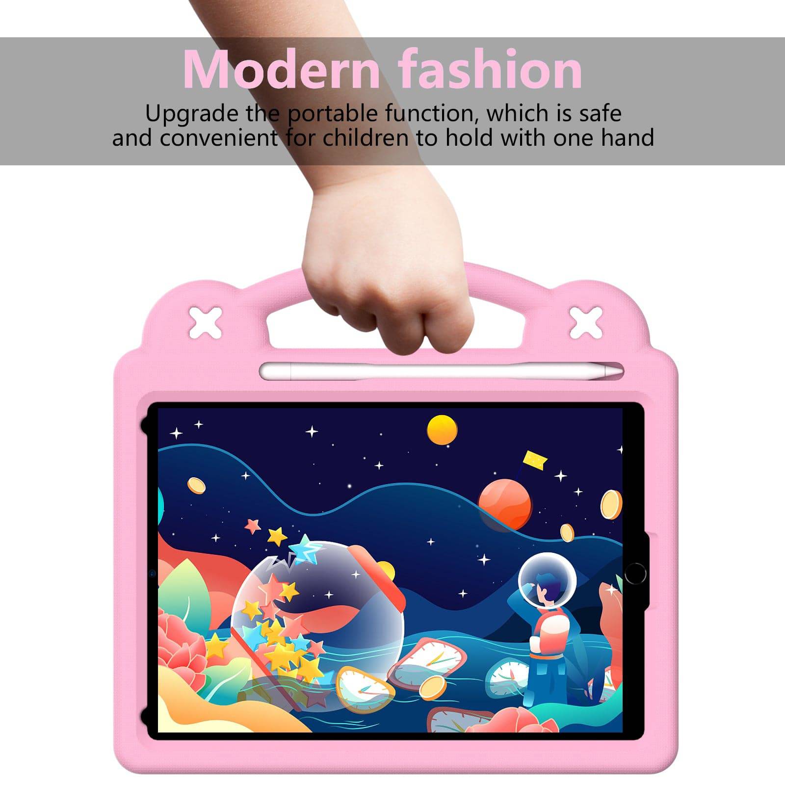 Modern fashion Handle Kids iPad Mini 6 Protective Case with an upgraded portable function, making it safe and convenient for children to hold with one hand.