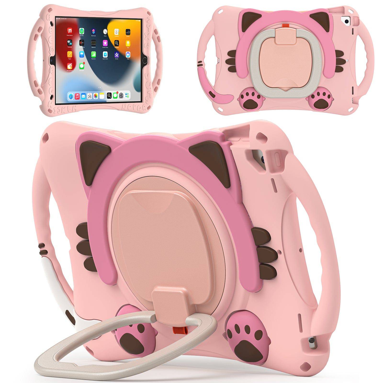 Kitten Kids iPad Protective Case 10.2/10.5 inch with cat ear design, shockproof EVA rubber, and rotating handle. Compatible with iPad 7th/8th/9th Gen, iPad Air 3, and 10.5 inch iPad Pro.