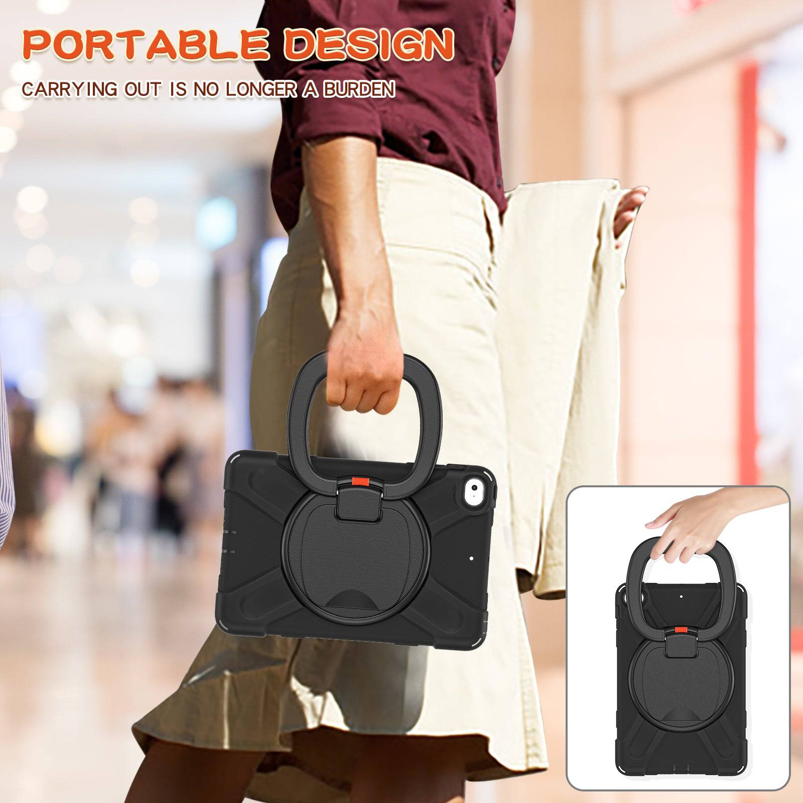 Portable design of the Pirate Kids iPad Mini Protective Case with a foldable handle, making it easy to carry anywhere. Fits iPad Mini 4/5.