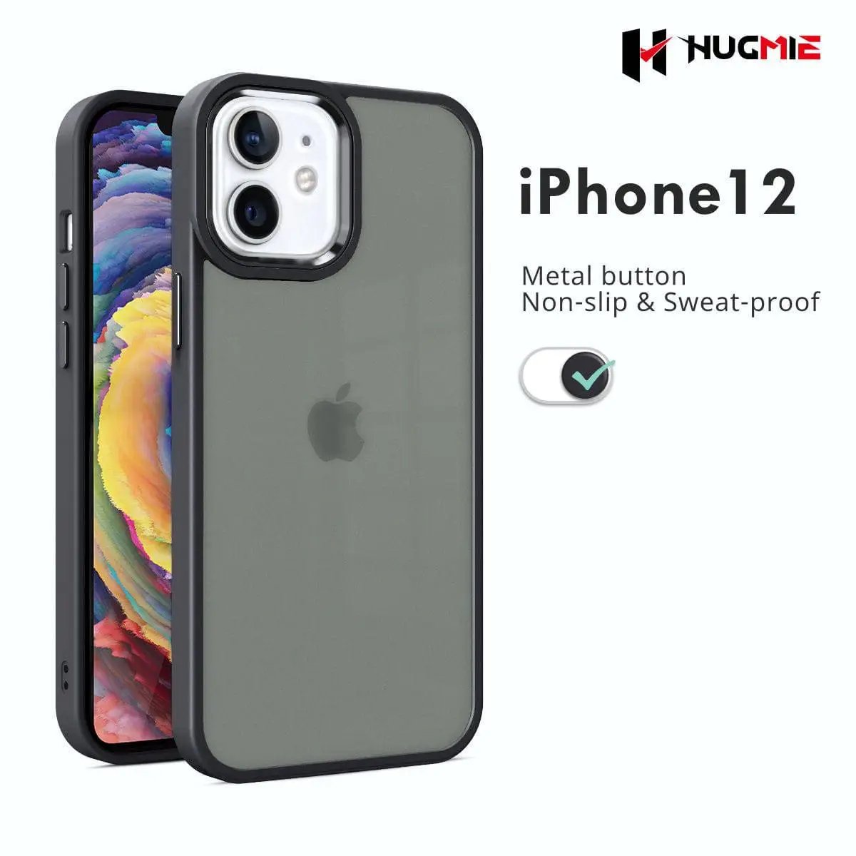 iPhone 12/12 Pro Matte Case Smart Shield-Black - Hugmie