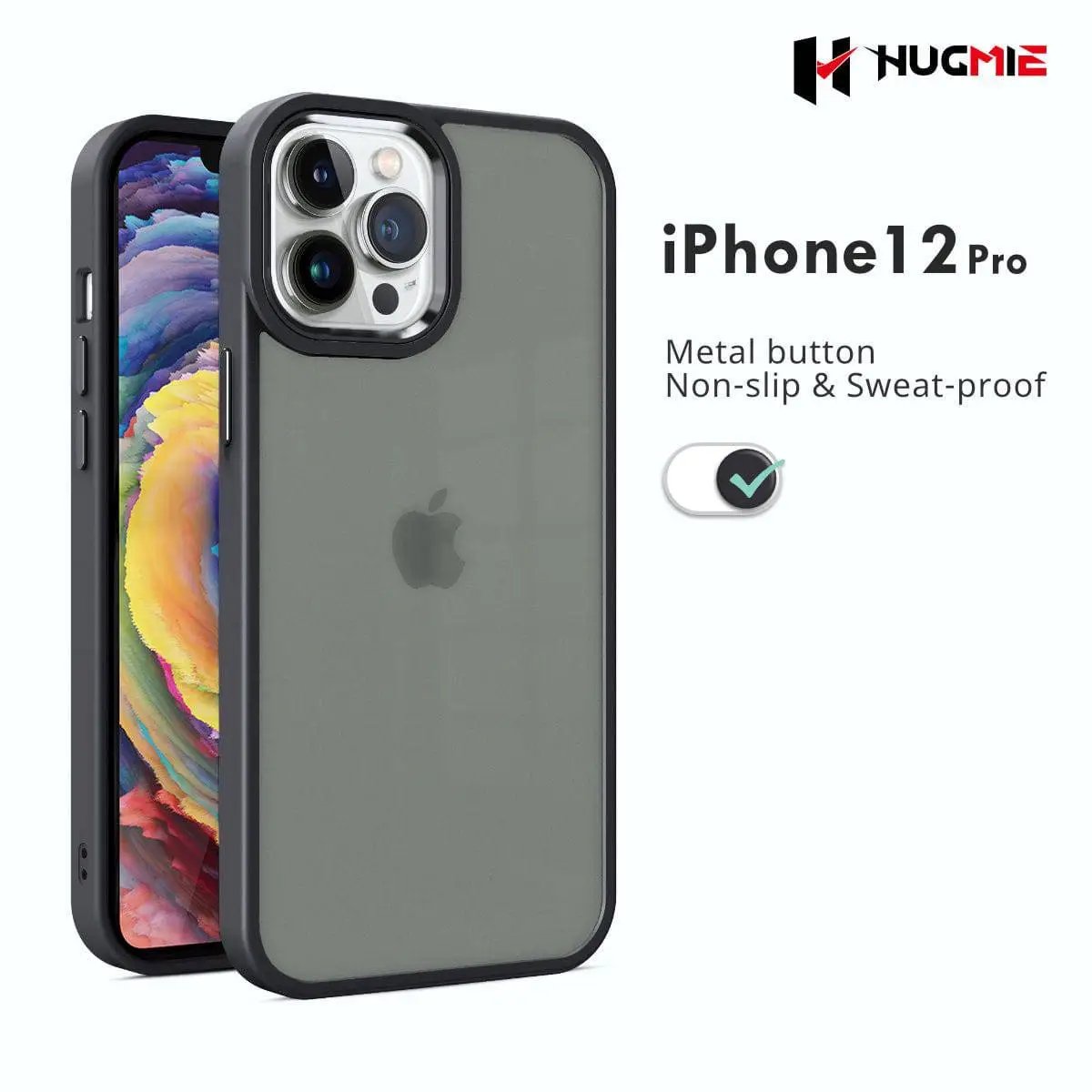 iPhone 12/12 Pro Matte Case Smart Shield-Black - Hugmie