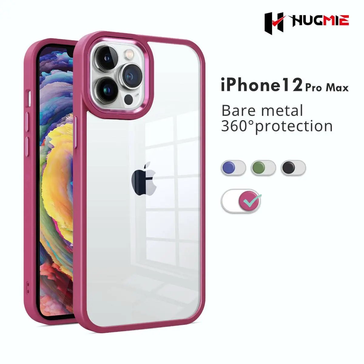 iPhone 12 Pro Max Clear Case Crystal Shield Red- Hugmie
