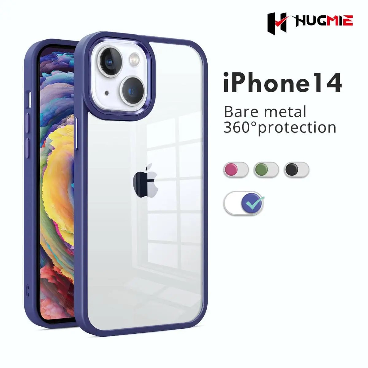 iPhone 14 Clear Case Crystal Shield Blue- Hugmie