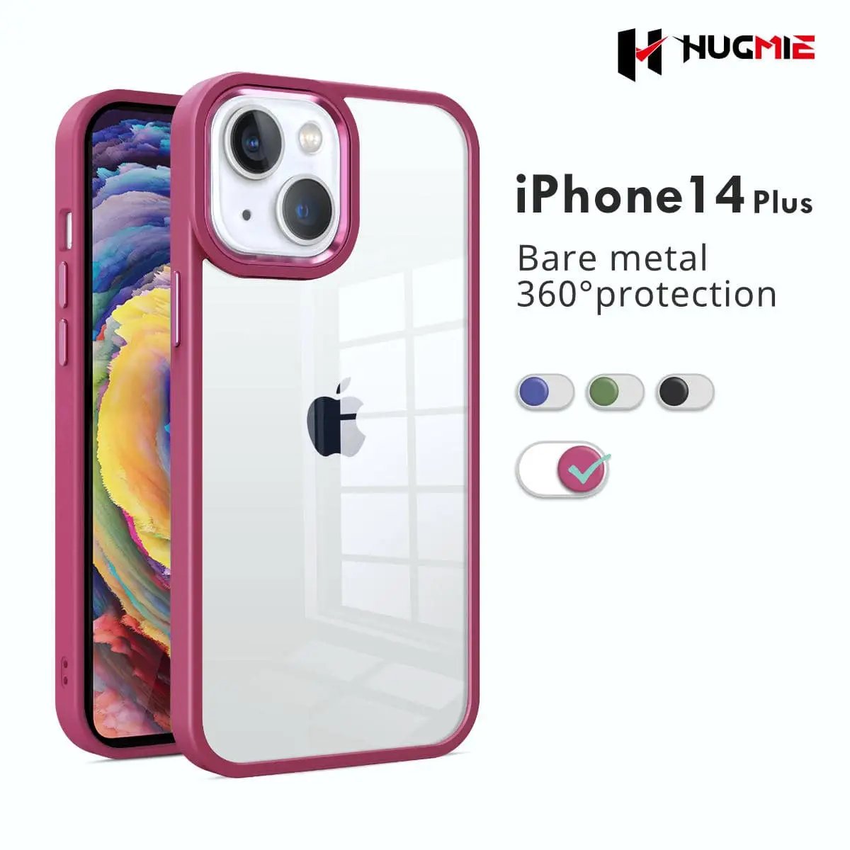 iPhone 14 Plus Clear Case Crystal Shield Red- Hugmie