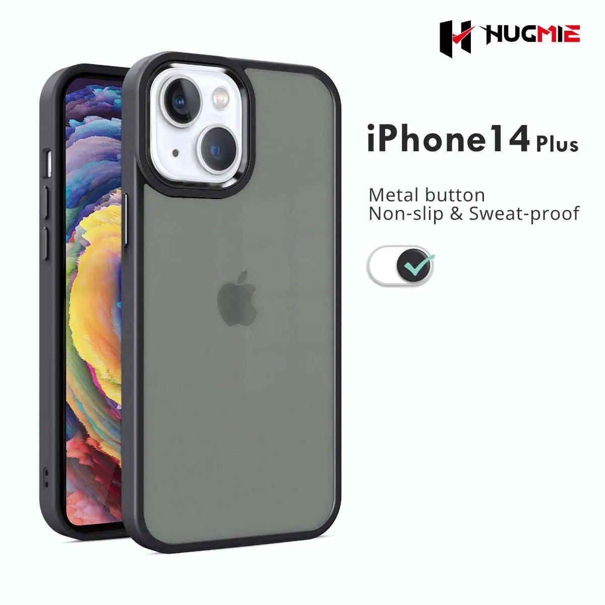 iPhone 14 Plus Matte Case Smart Shield-Black - Hugmie