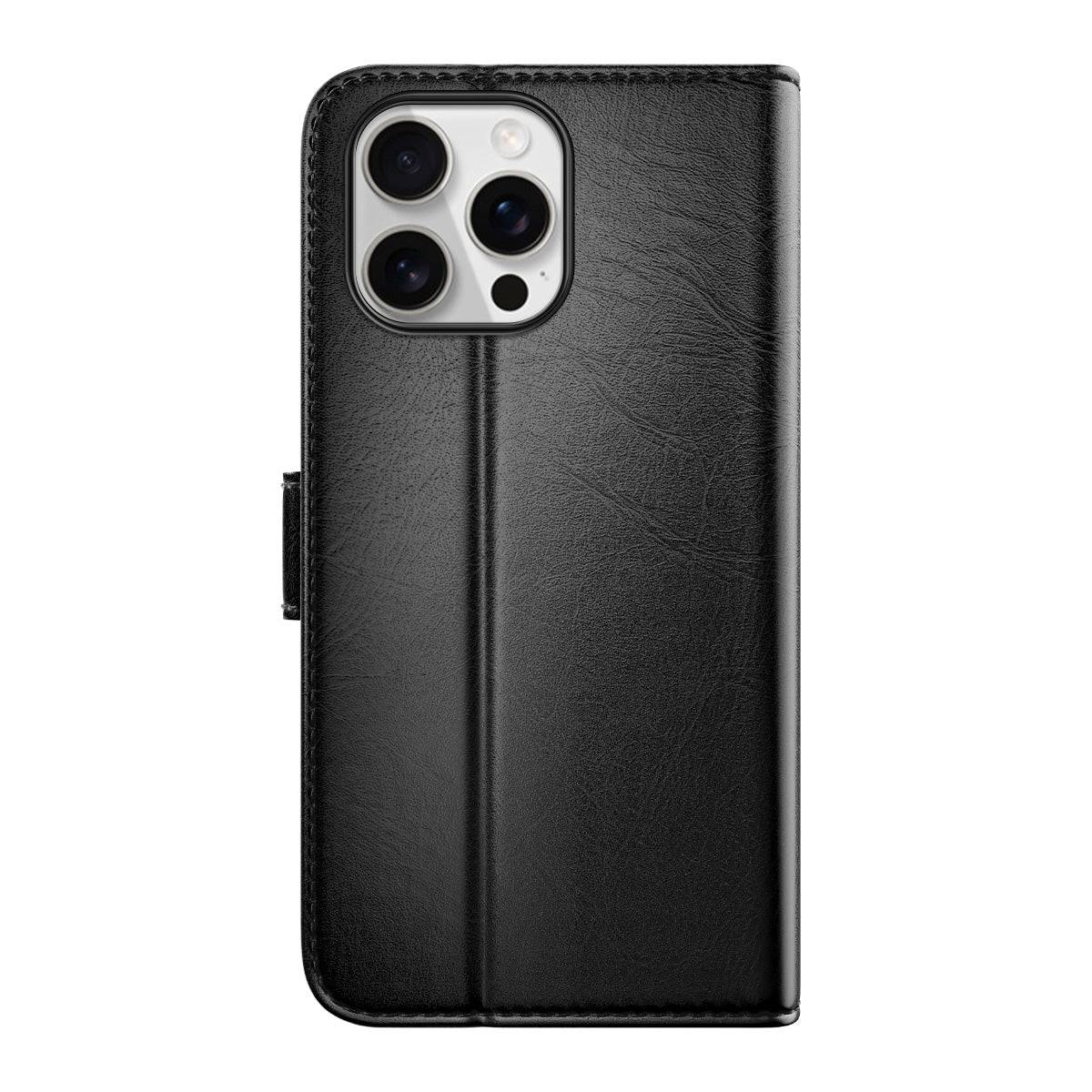 Hugmie® Classic Series iPhone 16 Leather Folio Case Black