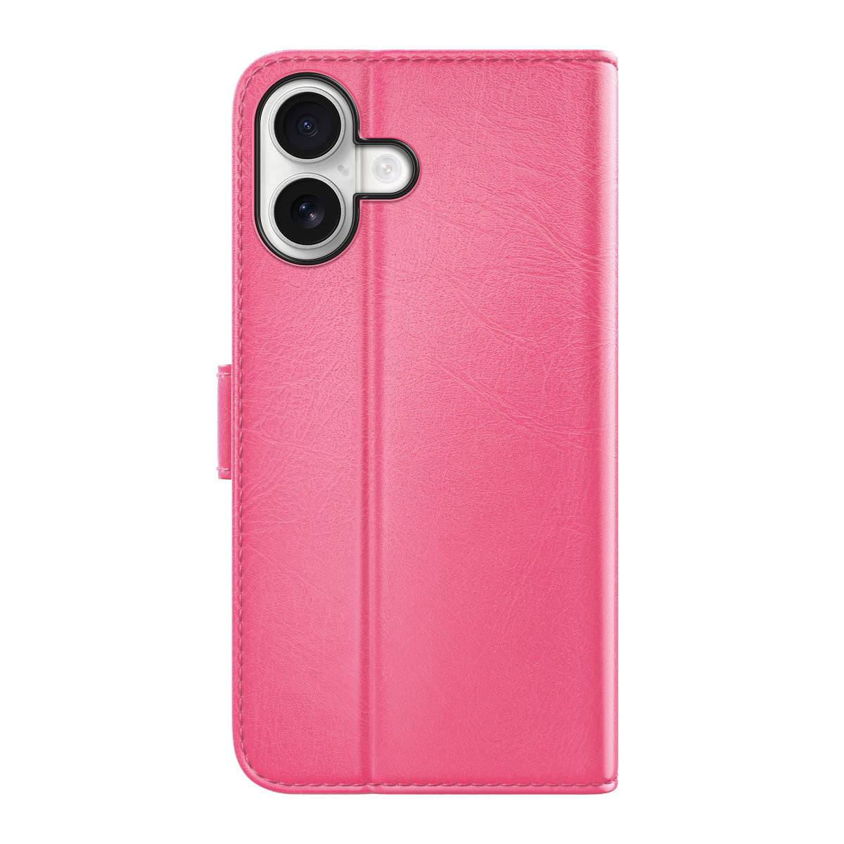 Hugmie® Classic Series iPhone 16 Leather Folio Case Hotpink