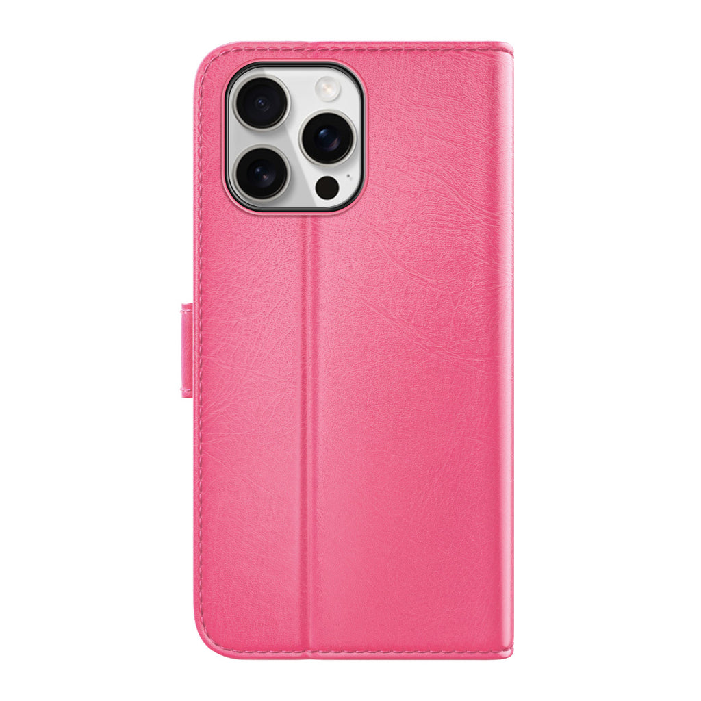 Hugmie® Classic Series iPhone 16 Leather Folio Case Hotpink