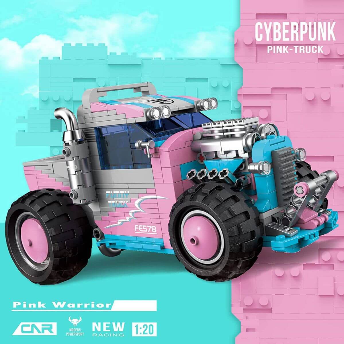 Pink Monster Cyberpunk Truck Model Building Kit KC204 - Hugmie