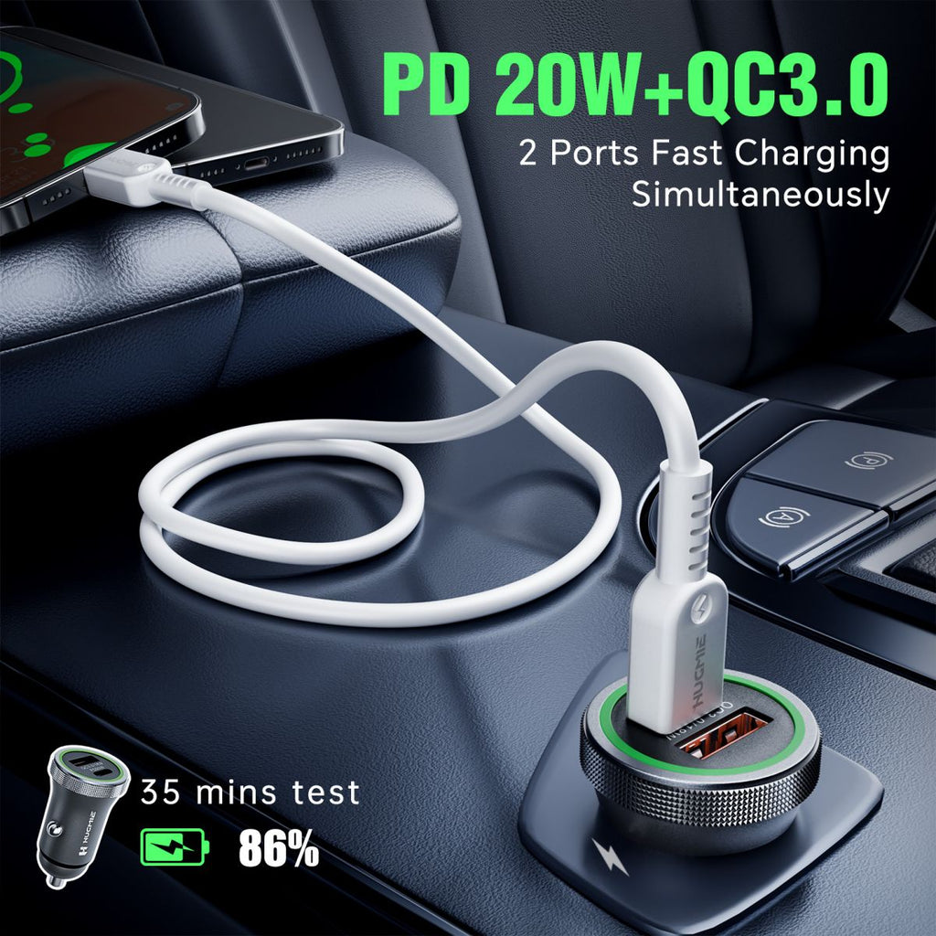 Hugmie FCP-20WC PD 20W Car Charger with 1M Type C to Type C Cable