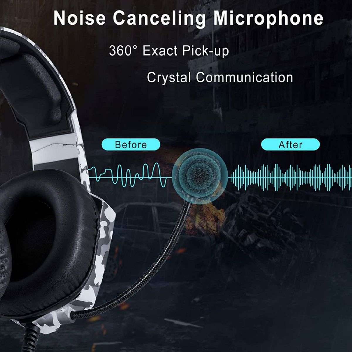 ONIKUMA K8 Wired Gaming Headphones with a 360-degree noise-canceling microphone. Ensures crystal-clear communication for an enhanced gaming experience.