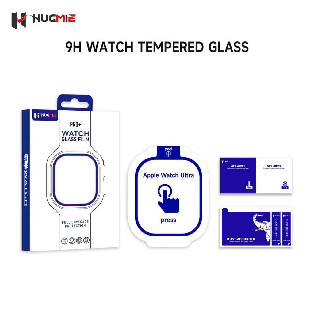 Hugmie HD Tempered Glass Screen Protector With Automatic Stick Film Tool For iWatch Ultra 49mm