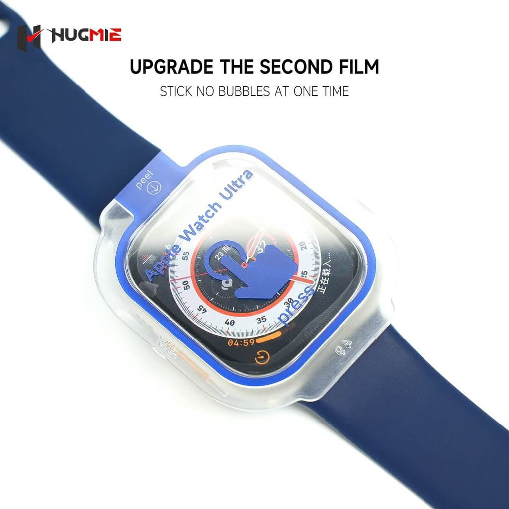 Hugmie HD Tempered Glass Screen Protector With Automatic Stick Film Tool For iWatch Ultra 49mm