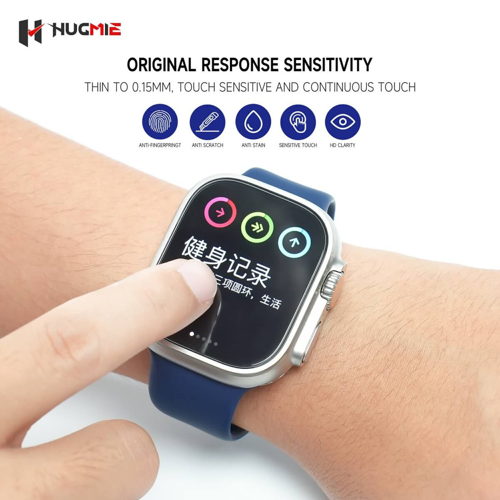 Hugmie HD Tempered Glass Screen Protector With Automatic Stick Film Tool For iWatch Ultra 49mm