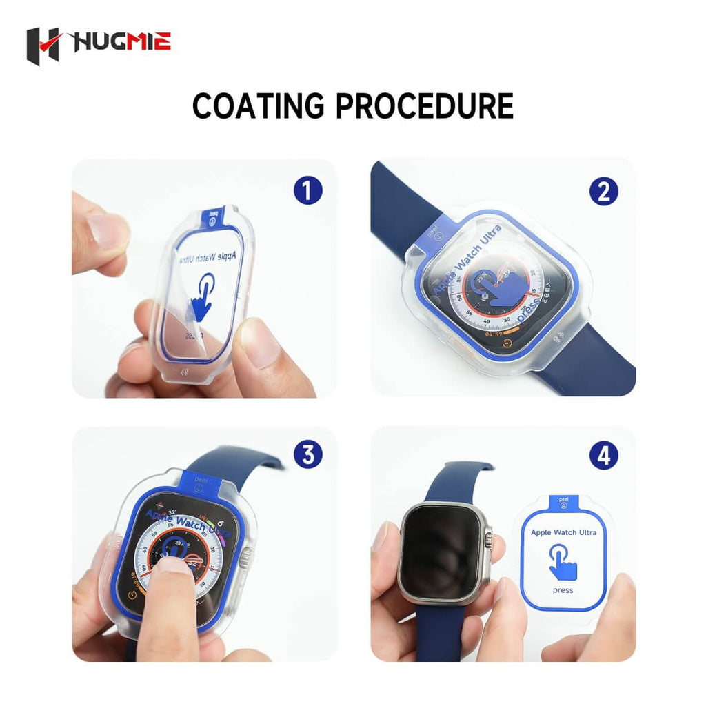 Hugmie HD Tempered Glass Screen Protector With Automatic Stick Film Tool For iWatch Ultra 49mm