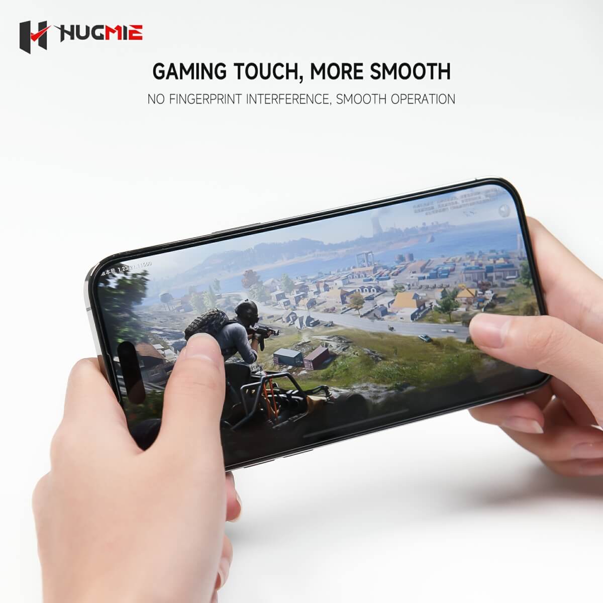 Gaming-friendly Hugmie Matte Glass Screen Protector ensuring smooth touch response with no fingerprint interference for an enhanced experience.