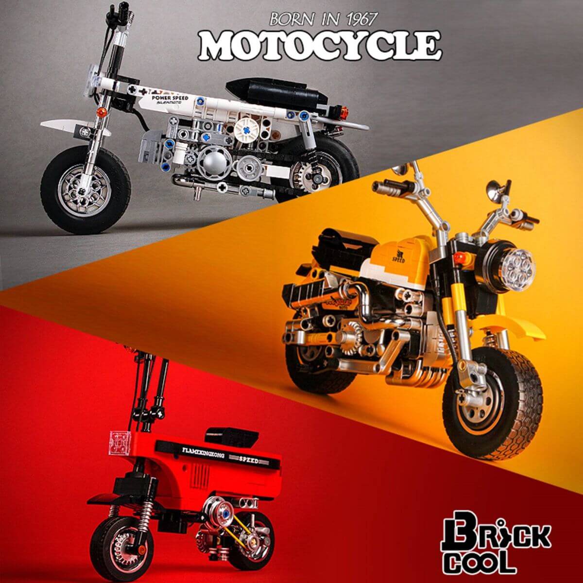 Classic Mini Retro Motorcycle Building Blocks | Hugmie
